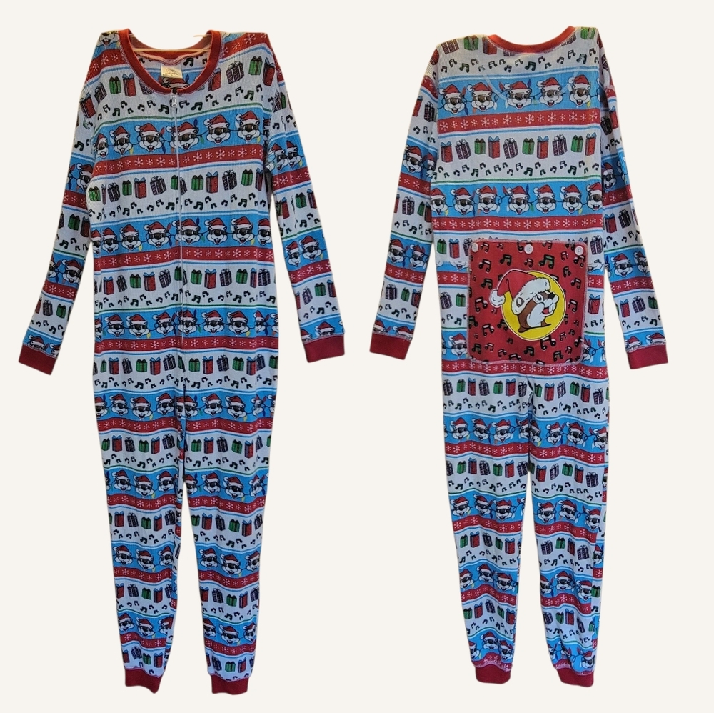 Buc-ees One Piece Thermal Pajama Women's S Christmas Holiday Lounge Wear Beaver